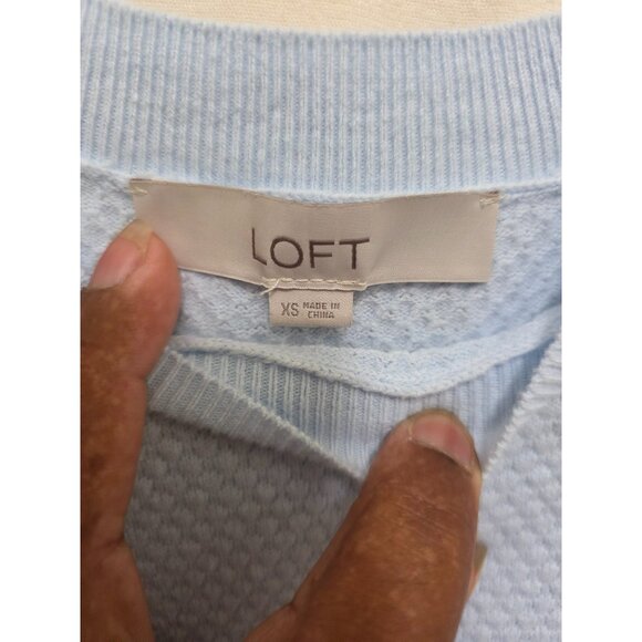 Loft Women's XS/XSP Long-Sleeve Sweaters Set Of 2 Blue & Ivory Solid - Picture 5 of 10